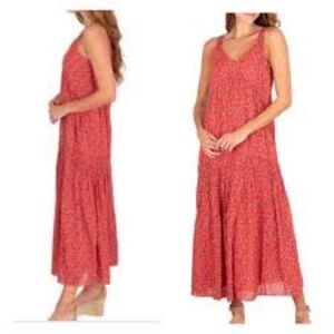 Plus size XXL Joie Tiered Tea Rose Print V Neck Dress Lined Maxi